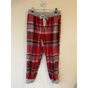 Aerie Flannel Red Plaid Pajama Jogger Pants Women’s Medium Comfy Cabincore